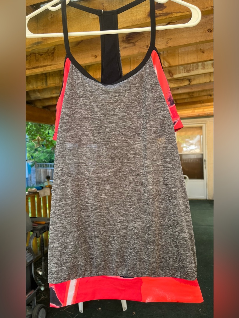Nike Gray Heather Tank with Coral and Black Trim